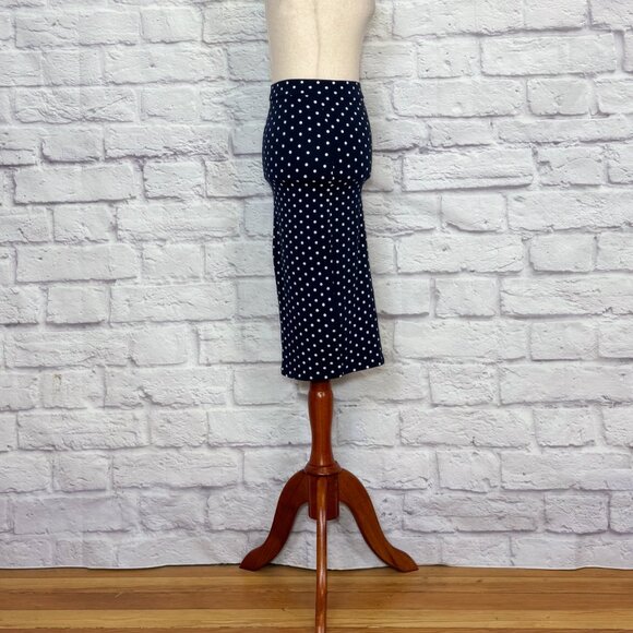 Iris Navy Blue Polka Dot Pencil Skirt - Picture 3 of 9